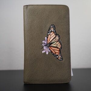 NWT Kingport Industries LLC Olive Butterfly Checkbook Wallet Holder